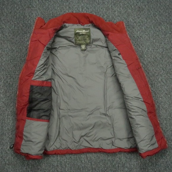 Eddie Bauer Vest Mens Large Red Goose Down Puffer Quilted Full Zip Pockets - Picture 3 of 11